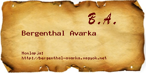 Bergenthal Avarka névjegykártya